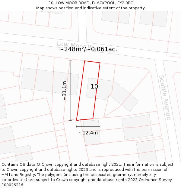 10, LOW MOOR ROAD, BLACKPOOL, FY2 0PG: Plot and title map