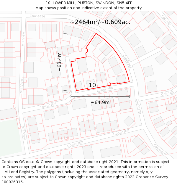 10, LOWER MILL, PURTON, SWINDON, SN5 4FP: Plot and title map