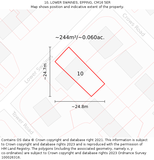10, LOWER SWAINES, EPPING, CM16 5ER: Plot and title map