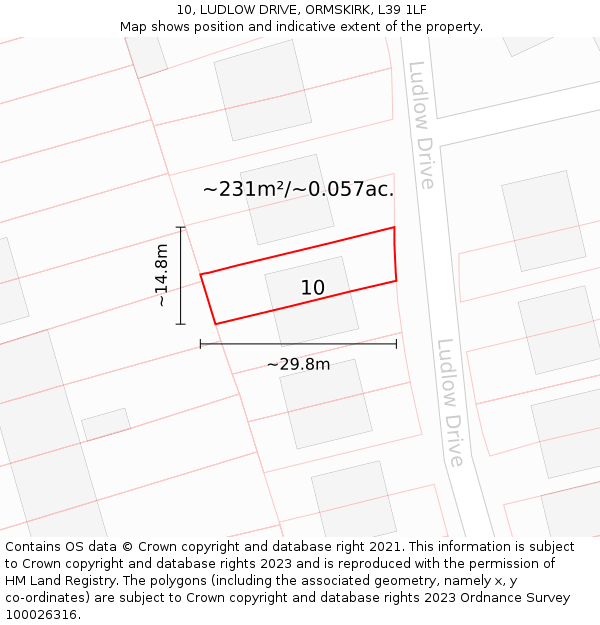 10, LUDLOW DRIVE, ORMSKIRK, L39 1LF: Plot and title map