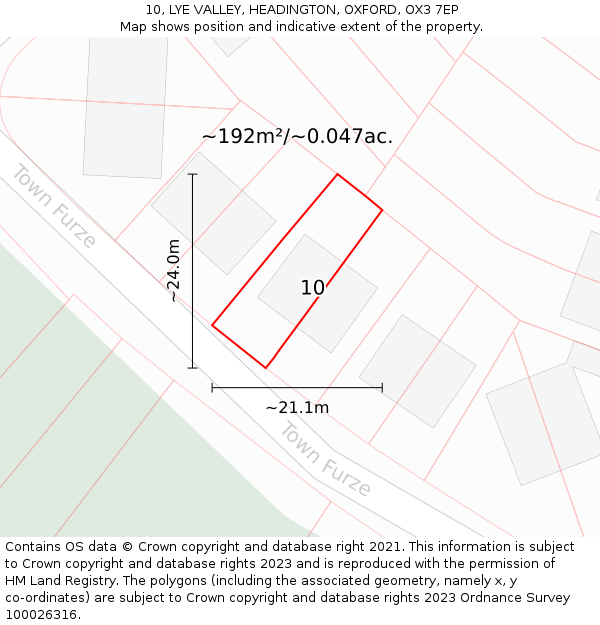 10, LYE VALLEY, HEADINGTON, OXFORD, OX3 7EP: Plot and title map
