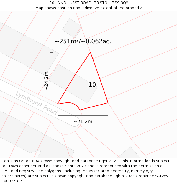 10, LYNDHURST ROAD, BRISTOL, BS9 3QY: Plot and title map