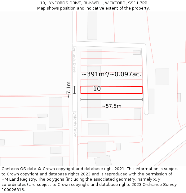 10, LYNFORDS DRIVE, RUNWELL, WICKFORD, SS11 7PP: Plot and title map