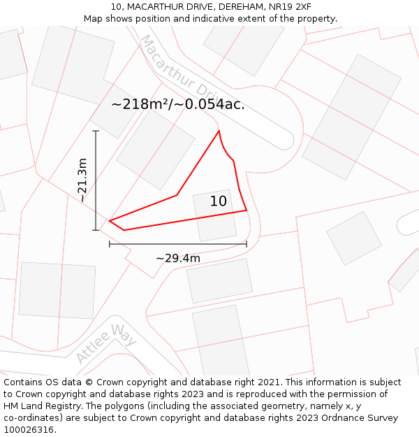 10, MACARTHUR DRIVE, DEREHAM, NR19 2XF: Plot and title map