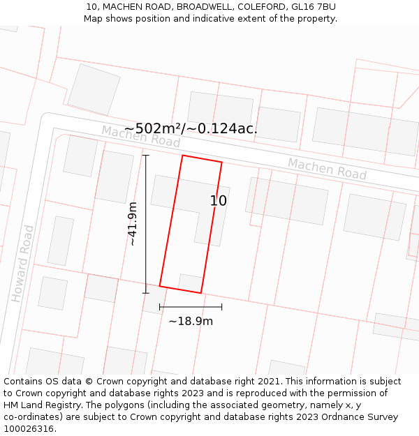 10, MACHEN ROAD, BROADWELL, COLEFORD, GL16 7BU: Plot and title map