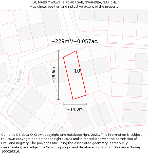 10, MAES Y WAWR, BIRCHGROVE, SWANSEA, SA7 0HL: Plot and title map