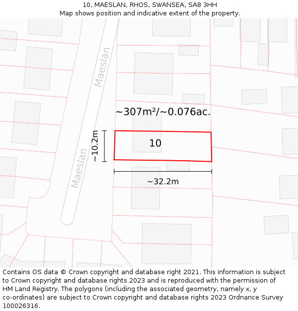 10, MAESLAN, RHOS, SWANSEA, SA8 3HH: Plot and title map