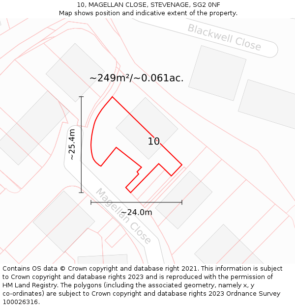 10, MAGELLAN CLOSE, STEVENAGE, SG2 0NF: Plot and title map