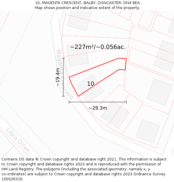 10, MAGENTA CRESCENT, BALBY, DONCASTER, DN4 8EA: Plot and title map