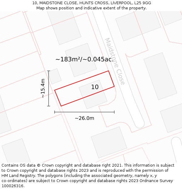 10, MAIDSTONE CLOSE, HUNTS CROSS, LIVERPOOL, L25 9GG: Plot and title map
