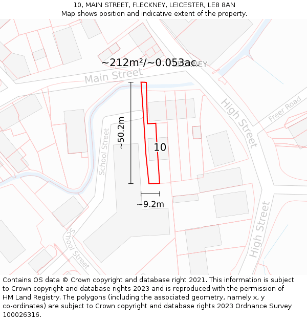 10, MAIN STREET, FLECKNEY, LEICESTER, LE8 8AN: Plot and title map