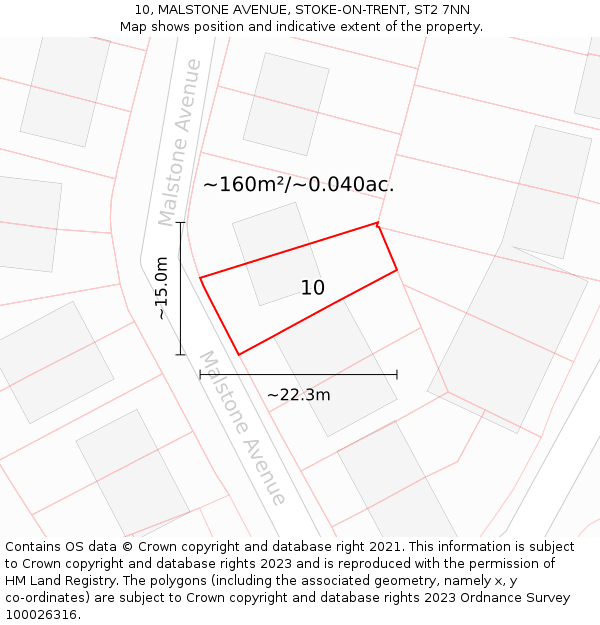 10, MALSTONE AVENUE, STOKE-ON-TRENT, ST2 7NN: Plot and title map