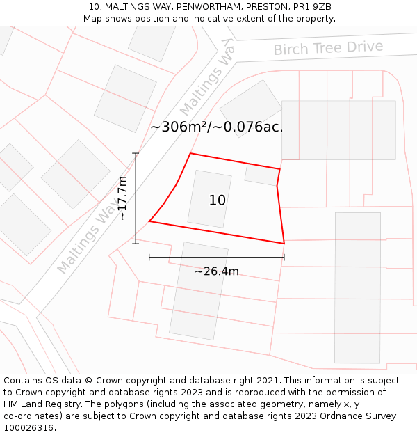 10, MALTINGS WAY, PENWORTHAM, PRESTON, PR1 9ZB: Plot and title map