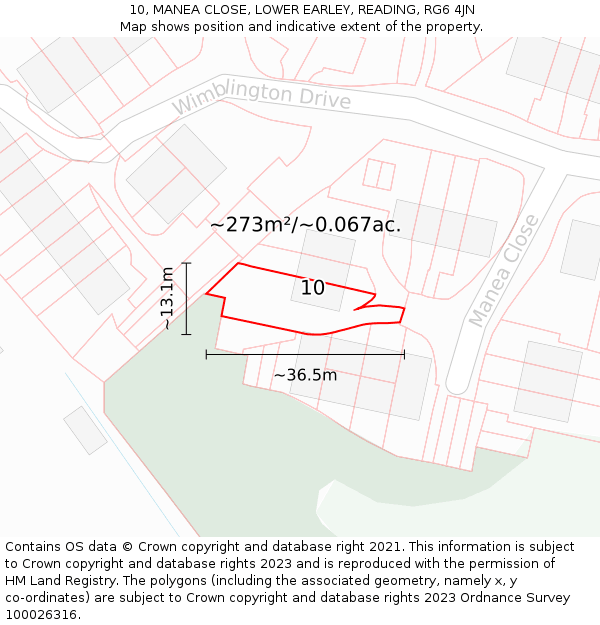 10, MANEA CLOSE, LOWER EARLEY, READING, RG6 4JN: Plot and title map
