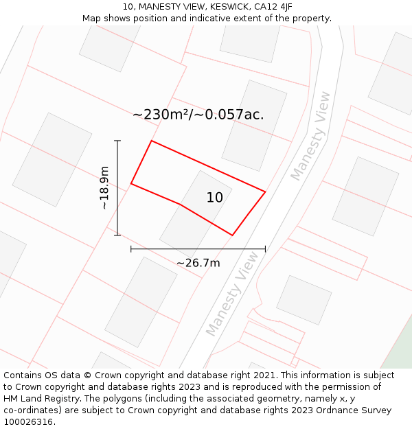 10, MANESTY VIEW, KESWICK, CA12 4JF: Plot and title map