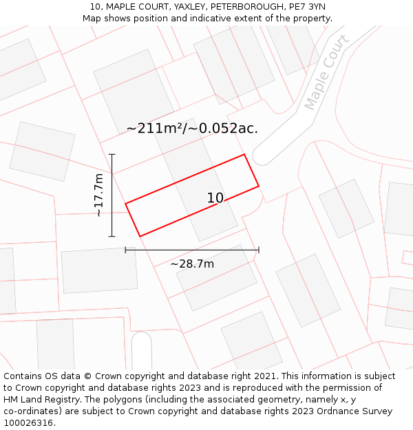 10, MAPLE COURT, YAXLEY, PETERBOROUGH, PE7 3YN: Plot and title map