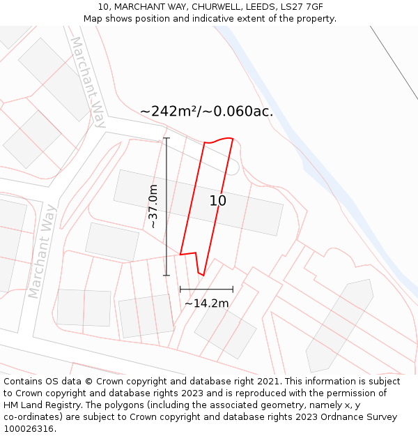 10, MARCHANT WAY, CHURWELL, LEEDS, LS27 7GF: Plot and title map