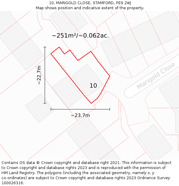 10, MARIGOLD CLOSE, STAMFORD, PE9 2WJ: Plot and title map