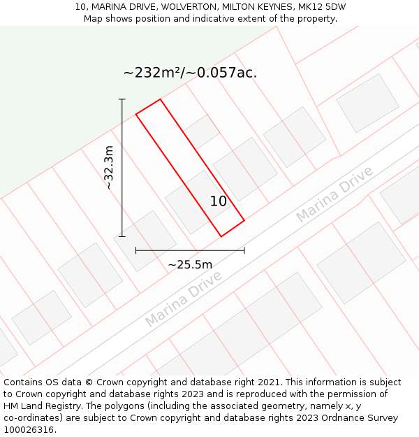 10, MARINA DRIVE, WOLVERTON, MILTON KEYNES, MK12 5DW: Plot and title map