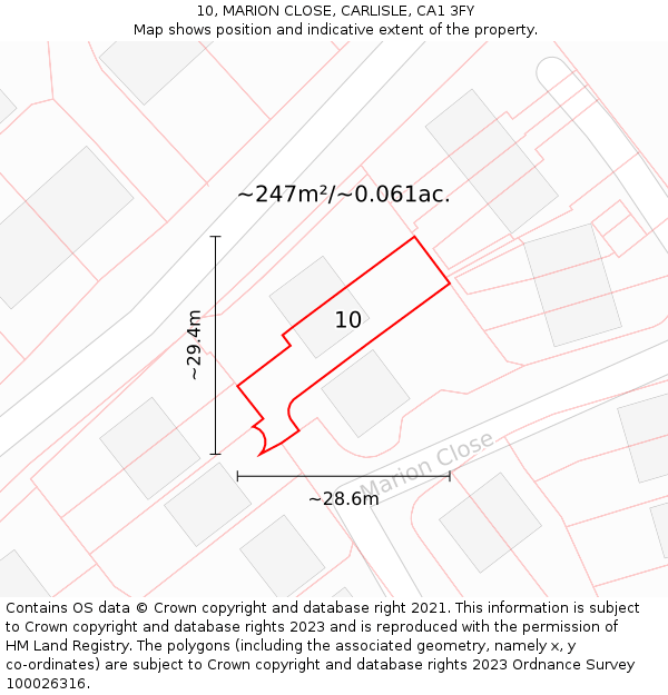 10, MARION CLOSE, CARLISLE, CA1 3FY: Plot and title map