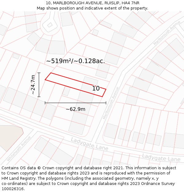 10, MARLBOROUGH AVENUE, RUISLIP, HA4 7NR: Plot and title map