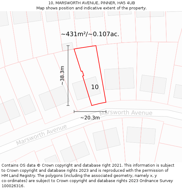 10, MARSWORTH AVENUE, PINNER, HA5 4UB: Plot and title map
