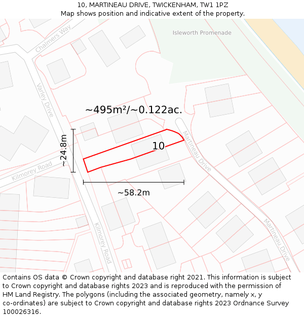 10, MARTINEAU DRIVE, TWICKENHAM, TW1 1PZ: Plot and title map