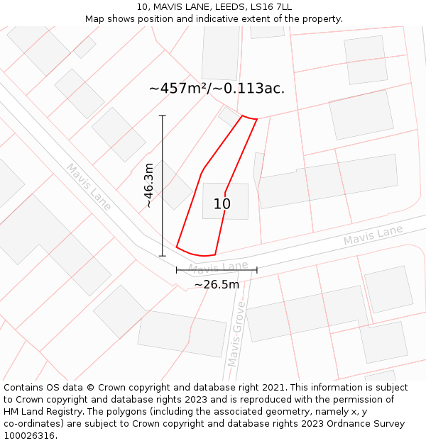 10, MAVIS LANE, LEEDS, LS16 7LL: Plot and title map