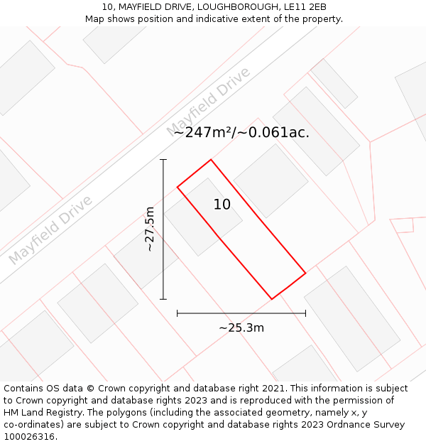 10, MAYFIELD DRIVE, LOUGHBOROUGH, LE11 2EB: Plot and title map