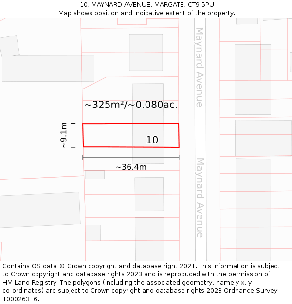 10, MAYNARD AVENUE, MARGATE, CT9 5PU: Plot and title map
