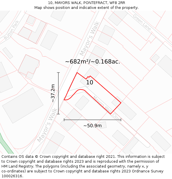 10, MAYORS WALK, PONTEFRACT, WF8 2RR: Plot and title map
