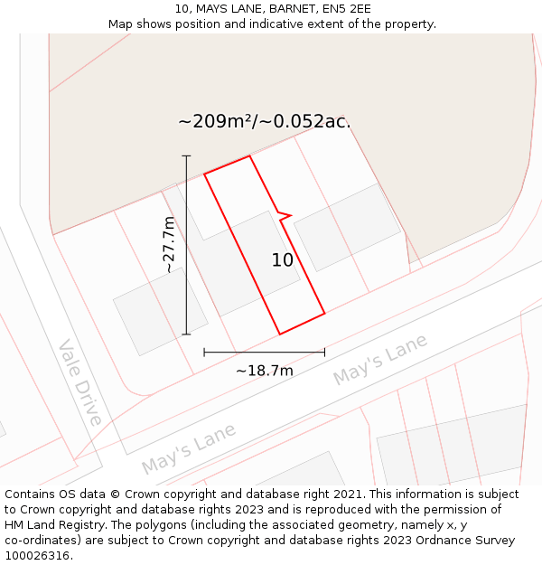 10, MAYS LANE, BARNET, EN5 2EE: Plot and title map