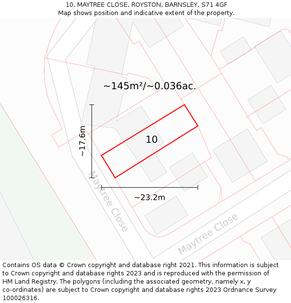 10, MAYTREE CLOSE, ROYSTON, BARNSLEY, S71 4GF: Plot and title map