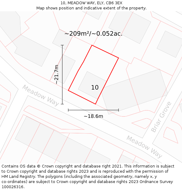 10, MEADOW WAY, ELY, CB6 3EX: Plot and title map