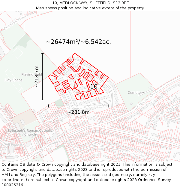 10, MEDLOCK WAY, SHEFFIELD, S13 9BE: Plot and title map