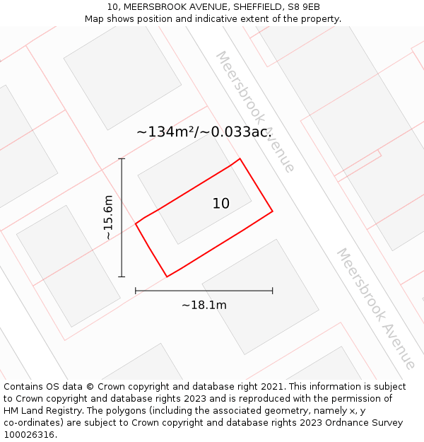 10, MEERSBROOK AVENUE, SHEFFIELD, S8 9EB: Plot and title map