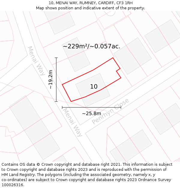 10, MENAI WAY, RUMNEY, CARDIFF, CF3 1RH: Plot and title map
