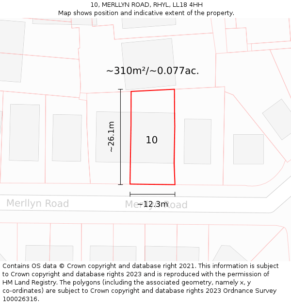 10, MERLLYN ROAD, RHYL, LL18 4HH: Plot and title map