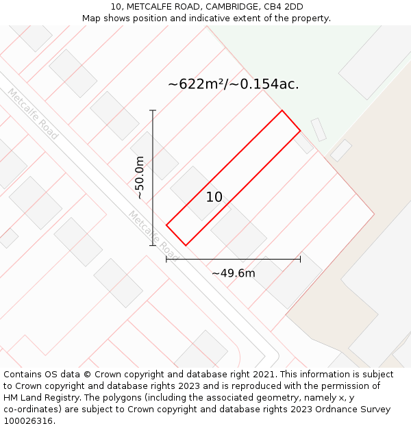 10, METCALFE ROAD, CAMBRIDGE, CB4 2DD: Plot and title map