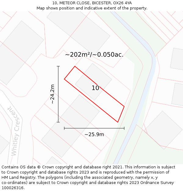 10, METEOR CLOSE, BICESTER, OX26 4YA: Plot and title map