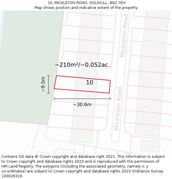 10, MICKLETON ROAD, SOLIHULL, B92 7EH: Plot and title map