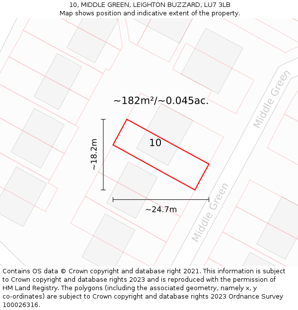 10, MIDDLE GREEN, LEIGHTON BUZZARD, LU7 3LB: Plot and title map