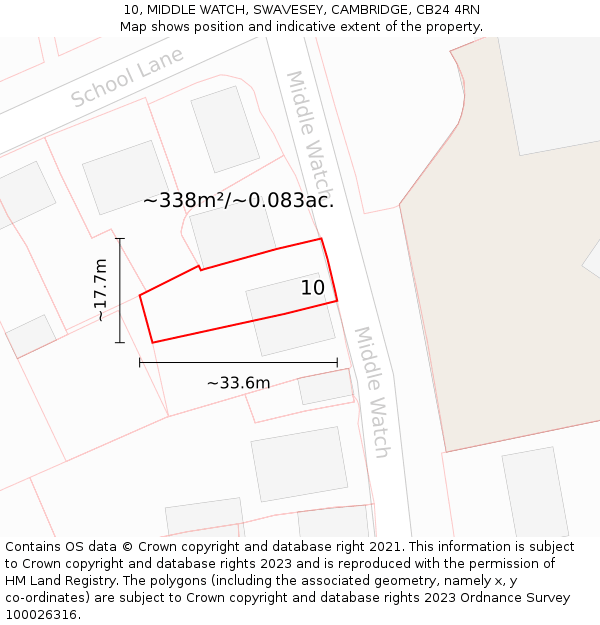 10, MIDDLE WATCH, SWAVESEY, CAMBRIDGE, CB24 4RN: Plot and title map