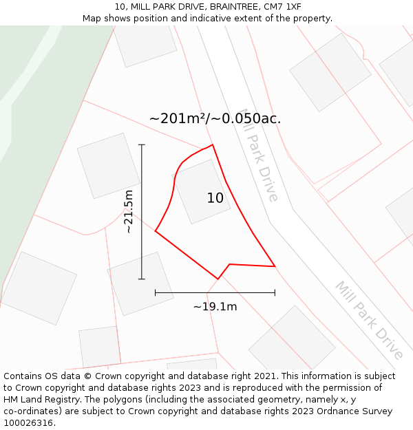 10, MILL PARK DRIVE, BRAINTREE, CM7 1XF: Plot and title map
