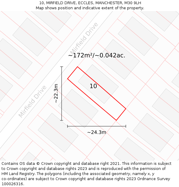 10, MIRFIELD DRIVE, ECCLES, MANCHESTER, M30 9LH: Plot and title map