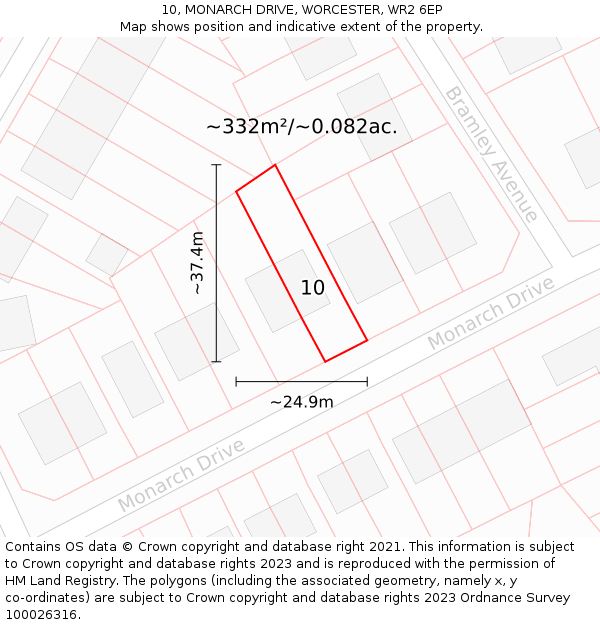 10, MONARCH DRIVE, WORCESTER, WR2 6EP: Plot and title map