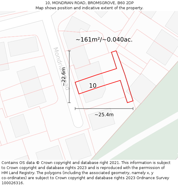 10, MONDRIAN ROAD, BROMSGROVE, B60 2DP: Plot and title map