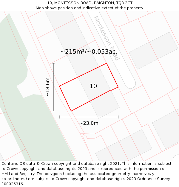 10, MONTESSON ROAD, PAIGNTON, TQ3 3GT: Plot and title map