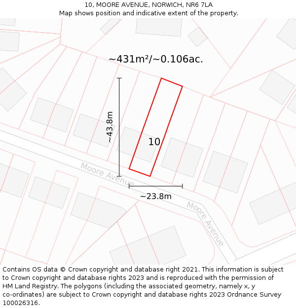 10, MOORE AVENUE, NORWICH, NR6 7LA: Plot and title map
