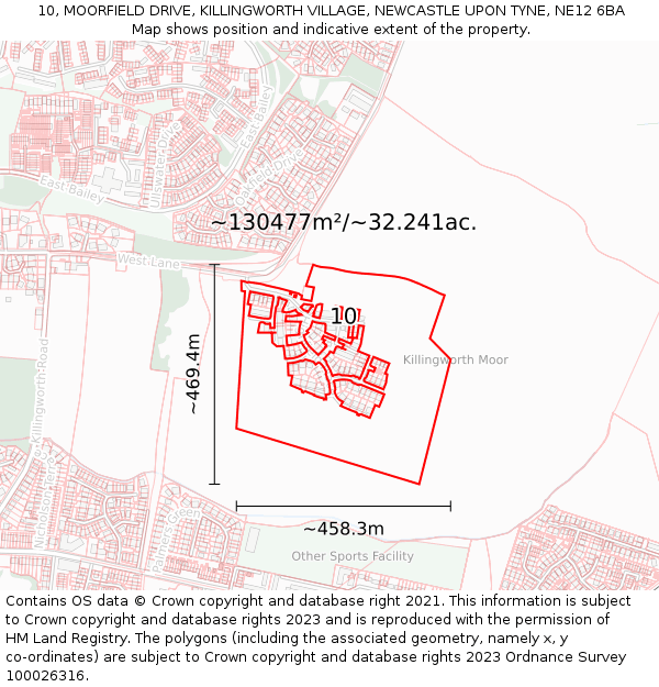 10, MOORFIELD DRIVE, KILLINGWORTH VILLAGE, NEWCASTLE UPON TYNE, NE12 6BA: Plot and title map